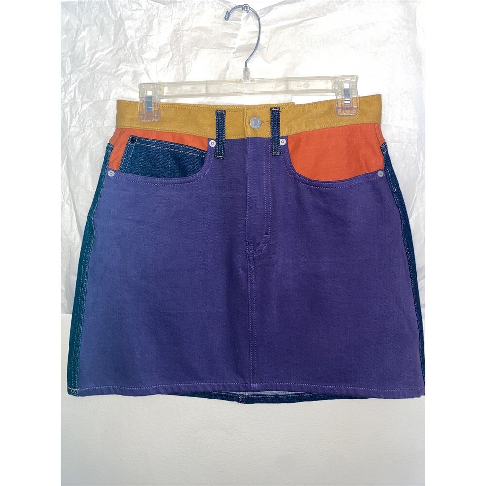 NWT Calvin Klein American classics high rise mini skirt Jean SIZE 29 Multicolor